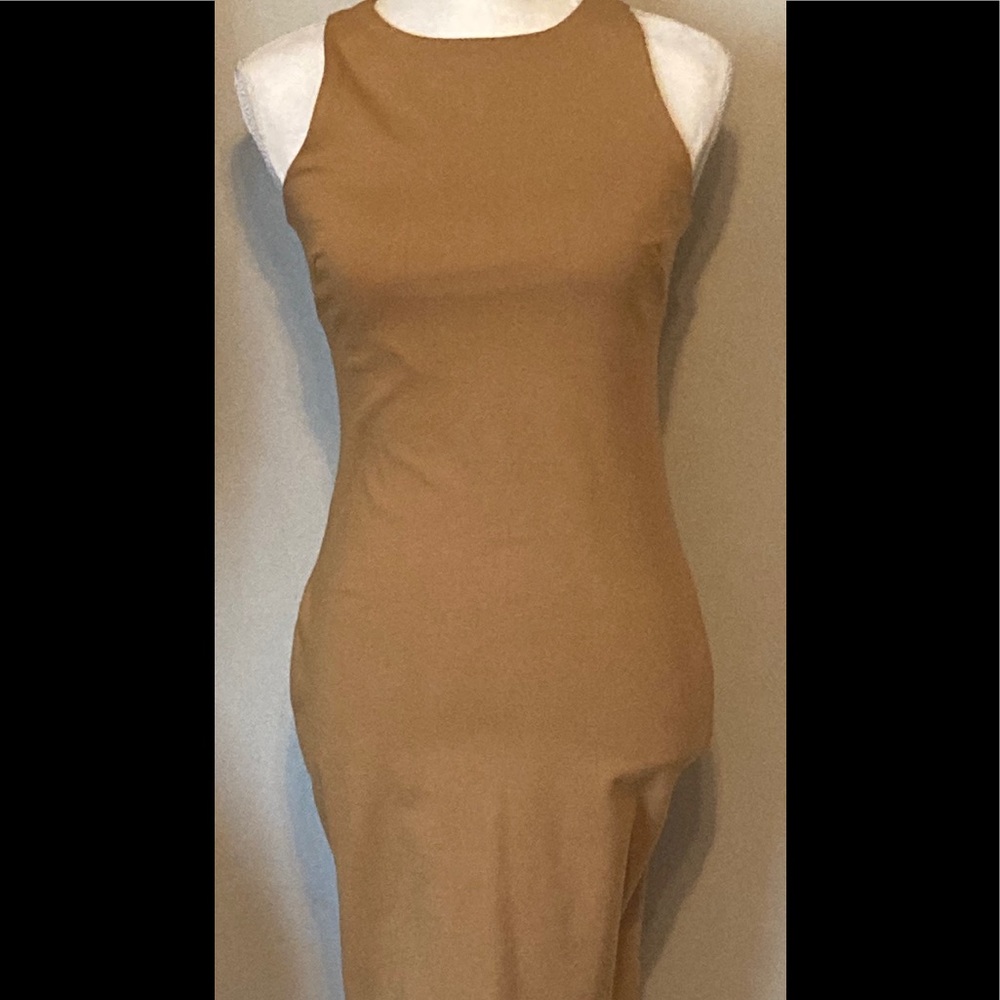 ShineStar golden/tan bodycon dress.